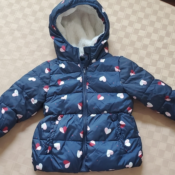 Girl's Jacket size 4T- blue with little hearts - Picture 1 of 5
